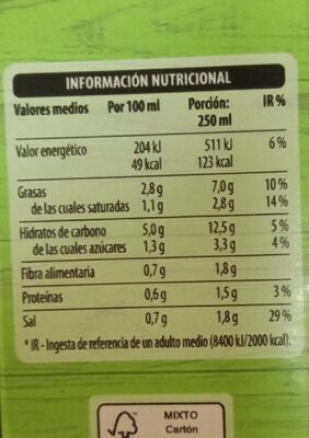 Crema de verduras Hacendado ingredientes