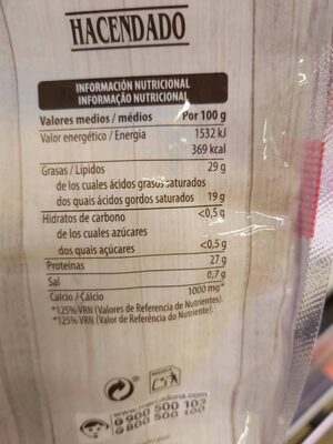 Emmental gratinar Hacendado ingredientes