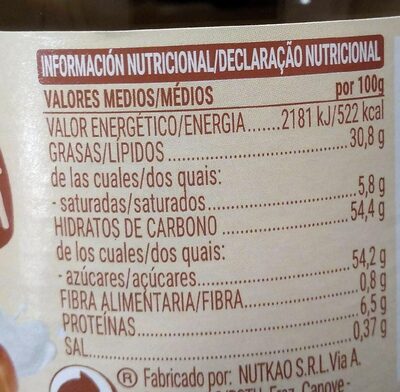 Leche y avellana Hacendado ingredientes