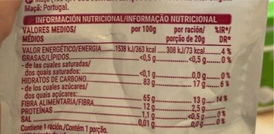 Manzana deshidratada Hacendado ingredientes