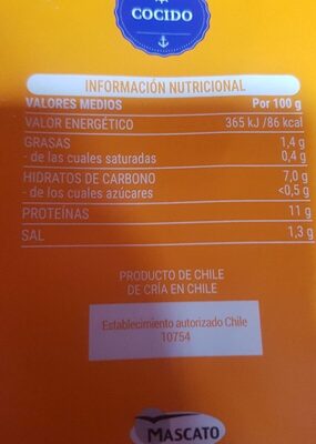 Mejillón de chile entero cocido en su jugo Hacendado ingredientes