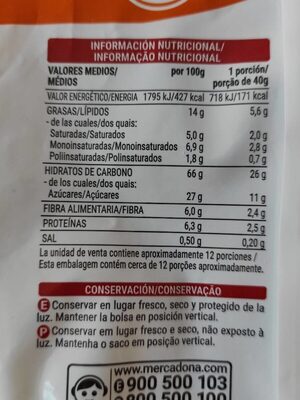 Muesli crunchy fruta Hacendado ingredientes