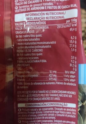 Pipas tostadas 0% sal Hacendado ingredientes