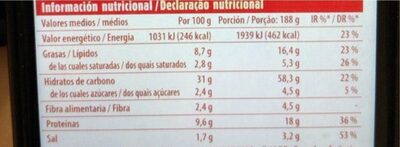 Pizza tirolesa Hacendado ingredientes