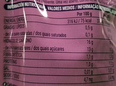 Plátano, fresa, arándanos y avena Hacendado ingredientes