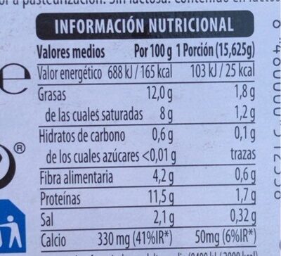 Quesitos sin lactosa Hacendado ingredientes