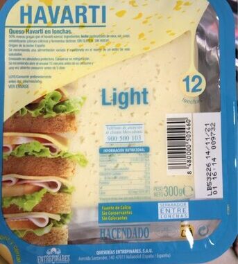 Queso havarti light Entrepinares de Mercadona: Info, precio y