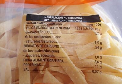 Tagliatelle Hacendado ingredientes