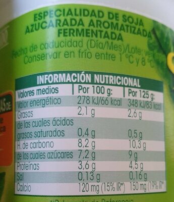 Yogurt soja Hacendado ingredientes