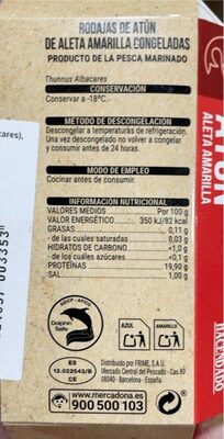 Atun aleta amarilla Hacendado ingredientes