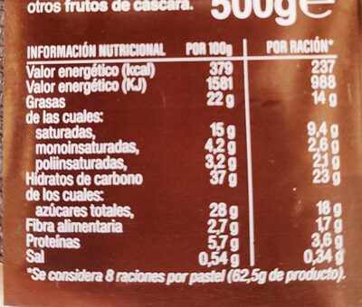 Brazo chocolate Hacendado ingredientes