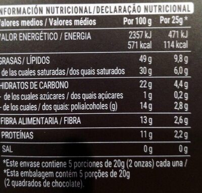 Chocolate negro 0% azúcares añadidos 85% cacao Hacendado ingredientes