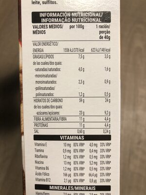 Copos de trigo integral con frutas Hacendado ingredientes