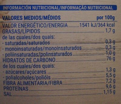 Copos de trigo integral y arroz Hacendado ingredientes