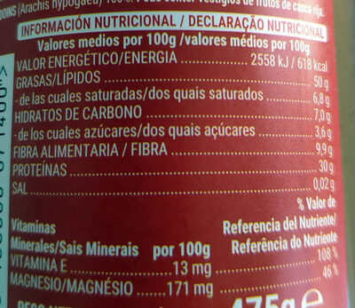 Crema de cacahuetes Hacendado ingredientes