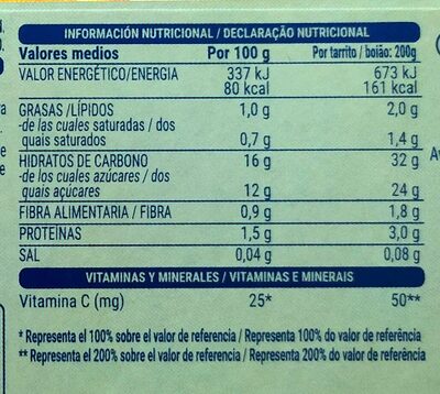 Cuatro frutas con yogur Hacendado ingredientes