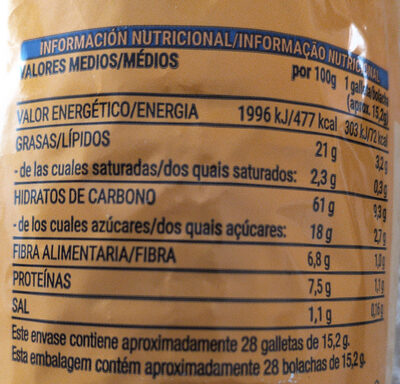 Digestive avena Hacendado ingredientes