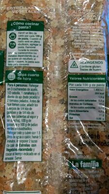 Estrellas con vegetales Hacendado ingredientes