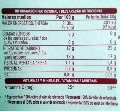 Fruta variada Hacendado ingredientes