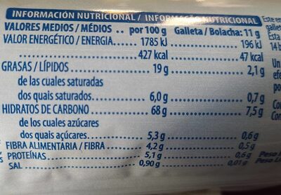 Galleta rellena de crema de chocolate Hacendado ingredientes