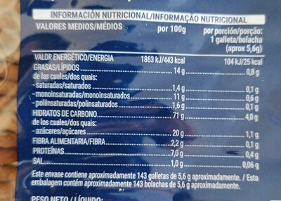 Galletas maría doradas Hacendado ingredientes