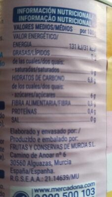 Melocotón light Hacendado ingredientes