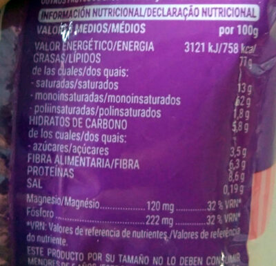 Nuez de macadamia tostada con sal Hacendado ingredientes