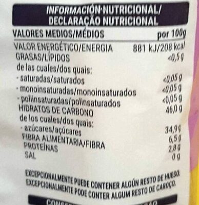 Orejones de albaricoque Hacendado ingredientes