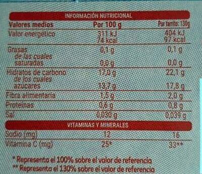 Plátano, mandarina y pera Hacendado ingredientes