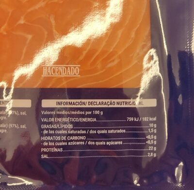 Salmón ahumado Hacendado ingredientes