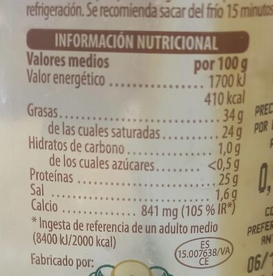 Semicurado sin lactosa Hacendado ingredientes