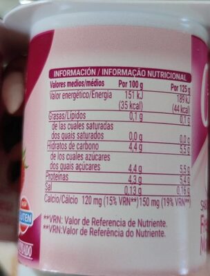 Yogur desnatado aromatizado a fresa con edulcorante Hacendado ingredientes