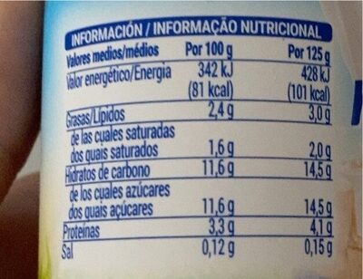 Yogur natural azucarado Hacendado ingredientes