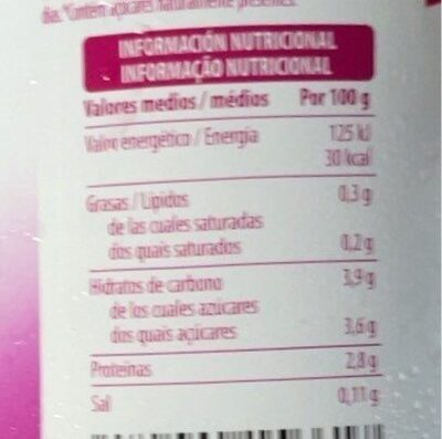 Yogurt bebible de frutos silvestres Hacendado ingredientes