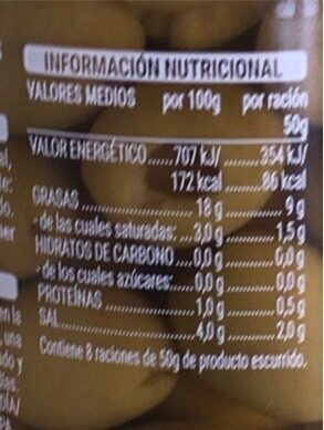 Aceitunas sin hueso Hacendado ingredientes