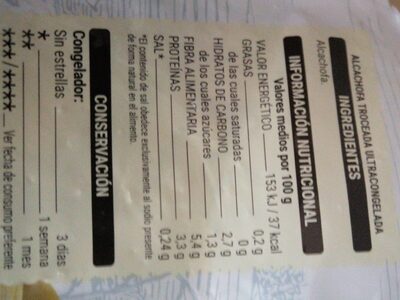 Alcachofa troceada Hacendado ingredientes