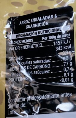 Arroz ensaladas y guarnicion Hacendado ingredientes