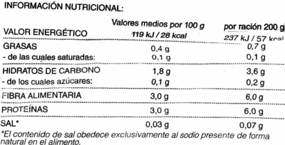 Brócoli Hacendado ingredientes