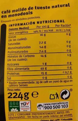 Café colombia Hacendado ingredientes