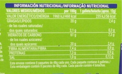 Digestive avena y manzana Hacendado ingredientes