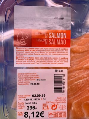 Escaopines de salmón Hacendado ingredientes
