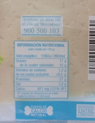 Havarti light Hacendado ingredientes
