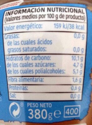 Mermelada de albaricoque 0 % azúcares añadidos Hacendado ingredientes