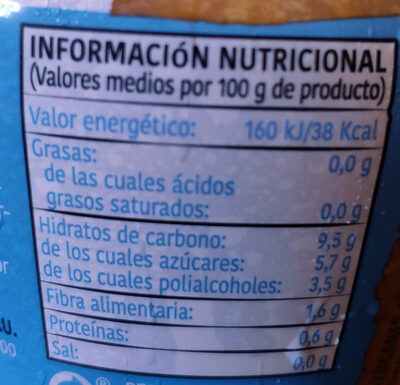 Mermelada de melocotón 0% azúcares añadidos Hacendado ingredientes