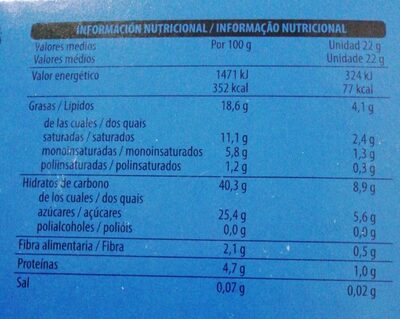 Mini nata Hacendado ingredientes