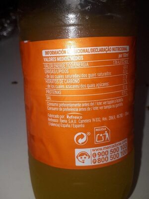 Naranja fresh gas Hacendado ingredientes