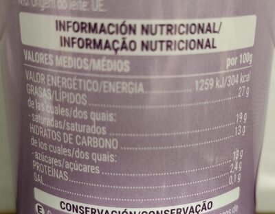 Nata montada azucarada chantilly Hacendado ingredientes