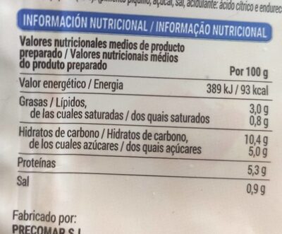 Pimientos rellenos de bacalao ultracongelados Hacendado ingredientes