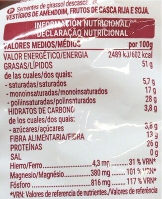 Pipa semente girassol natural Hacendado ingredientes