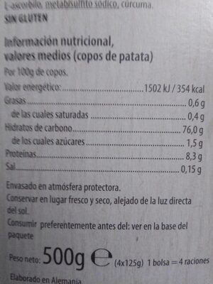 Puré de patatas Hacendado ingredientes